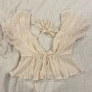 NEVER WORN: Cream SHEIN puff sleeve top size L